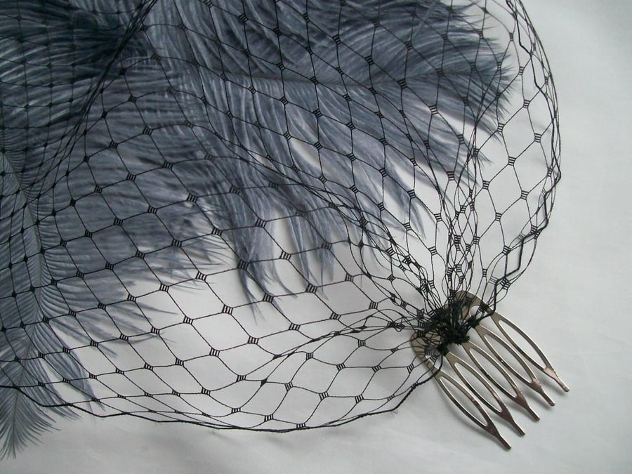 Black Classic Birdcage Bandeau Gothic Goth Funeral Bridal Veil