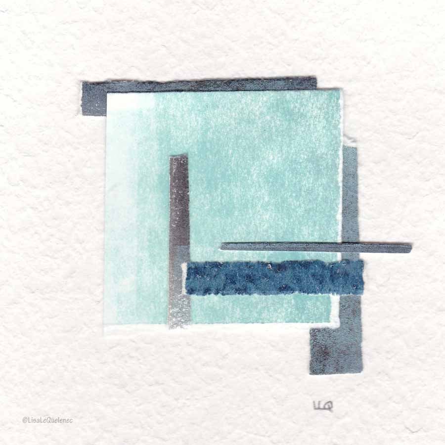 Coastal inspired original abstract minimalist paper collage no.5