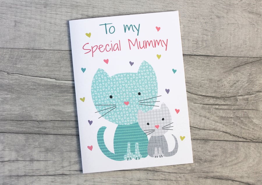 Cat Mother's Day Card, Childrens Special Mummy Card, Step Mum Card 