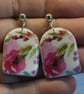 Rounded Rectangle Floral Drop Earrings - Image 3