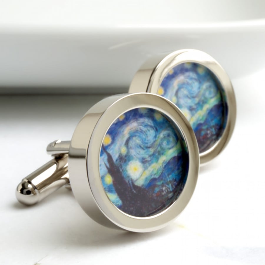 Van Gogh Cufflinks of his Starry Night Painting