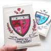 freehand embroidered notebook A6 sewing coat of arms pink