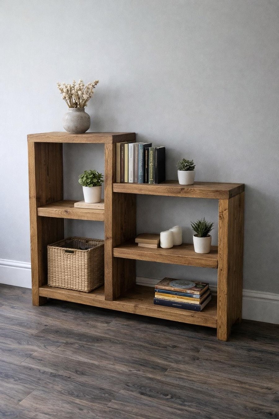 Handmade Rustic Wooden Hallway Cabinet: Bookshelf Console Table Unit Home Decor