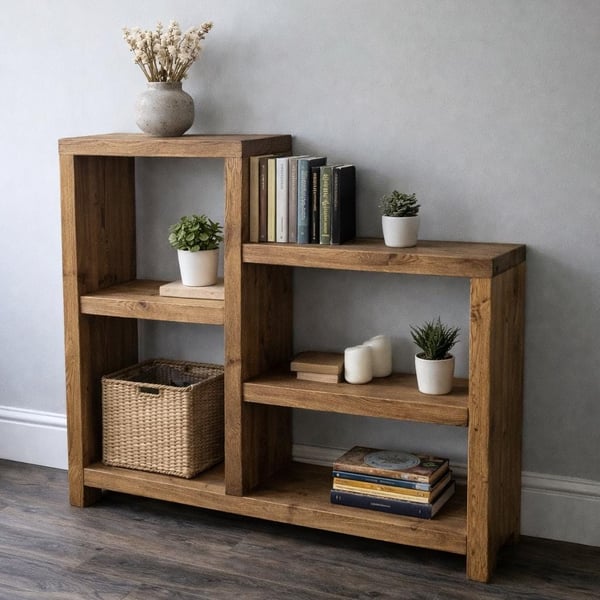 Handmade Rustic Wooden Hallway Cabinet: Bookshelf Console Table Unit Home Decor