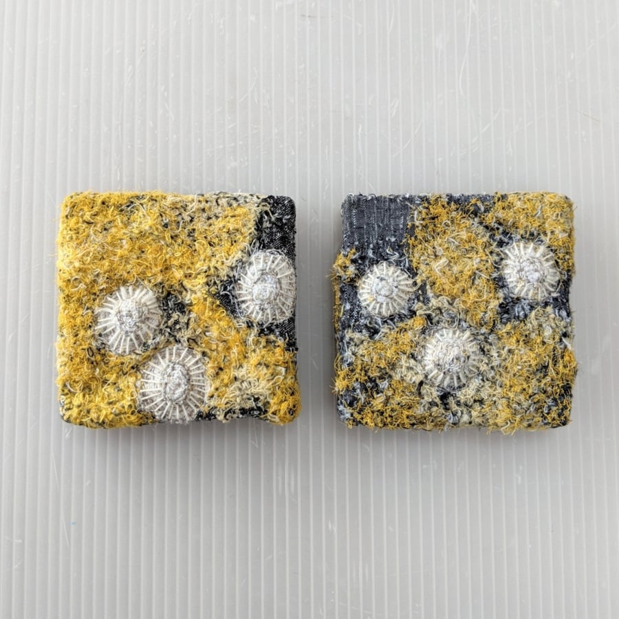 Yellow & Grey Coastal inspired Textile Mini Art
