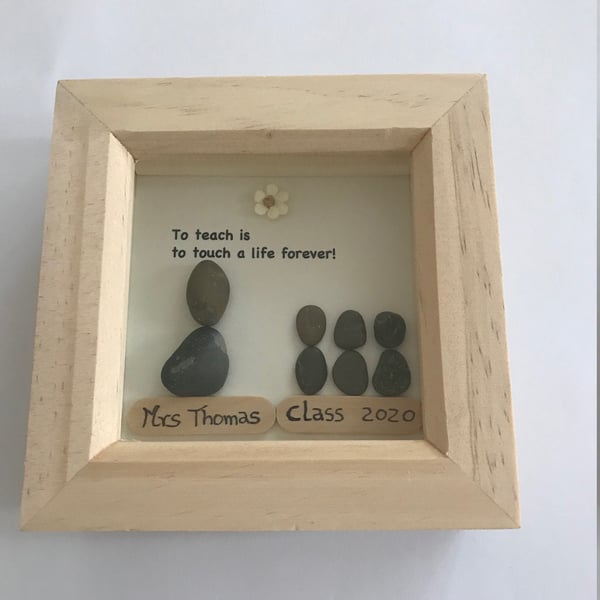 Personalised Teacher Gifts, School Teacher Gift, Pebble Work Teacher Frame, Scho