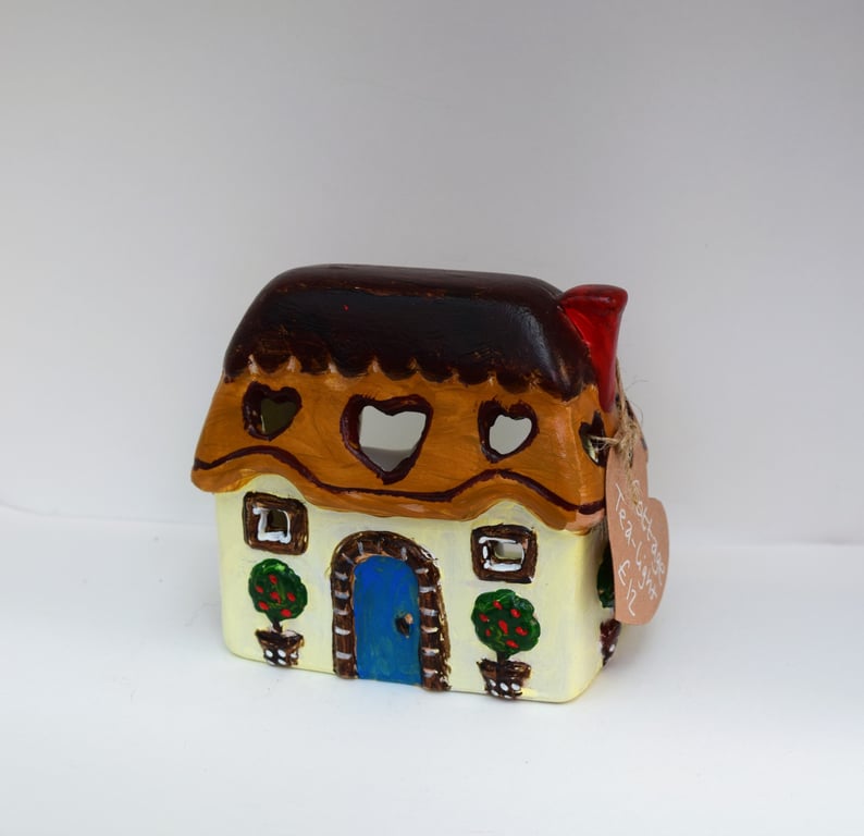 Hand-Painted Ceramic Country Cottage Tea-light