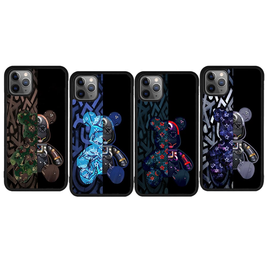 Black Cute Bear Phone case for Iphone XR 11 12 13 14 15 Pro Max Mini
