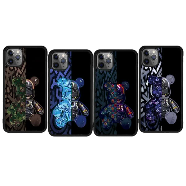 Black Cute Bear Phone case for Iphone XR 11 12 13 14 15 Pro Max Mini