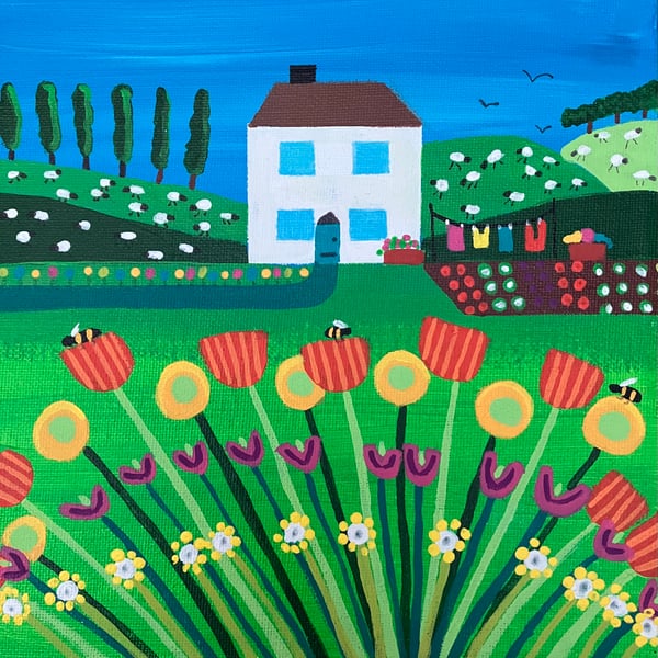 Naive Meadow Painting