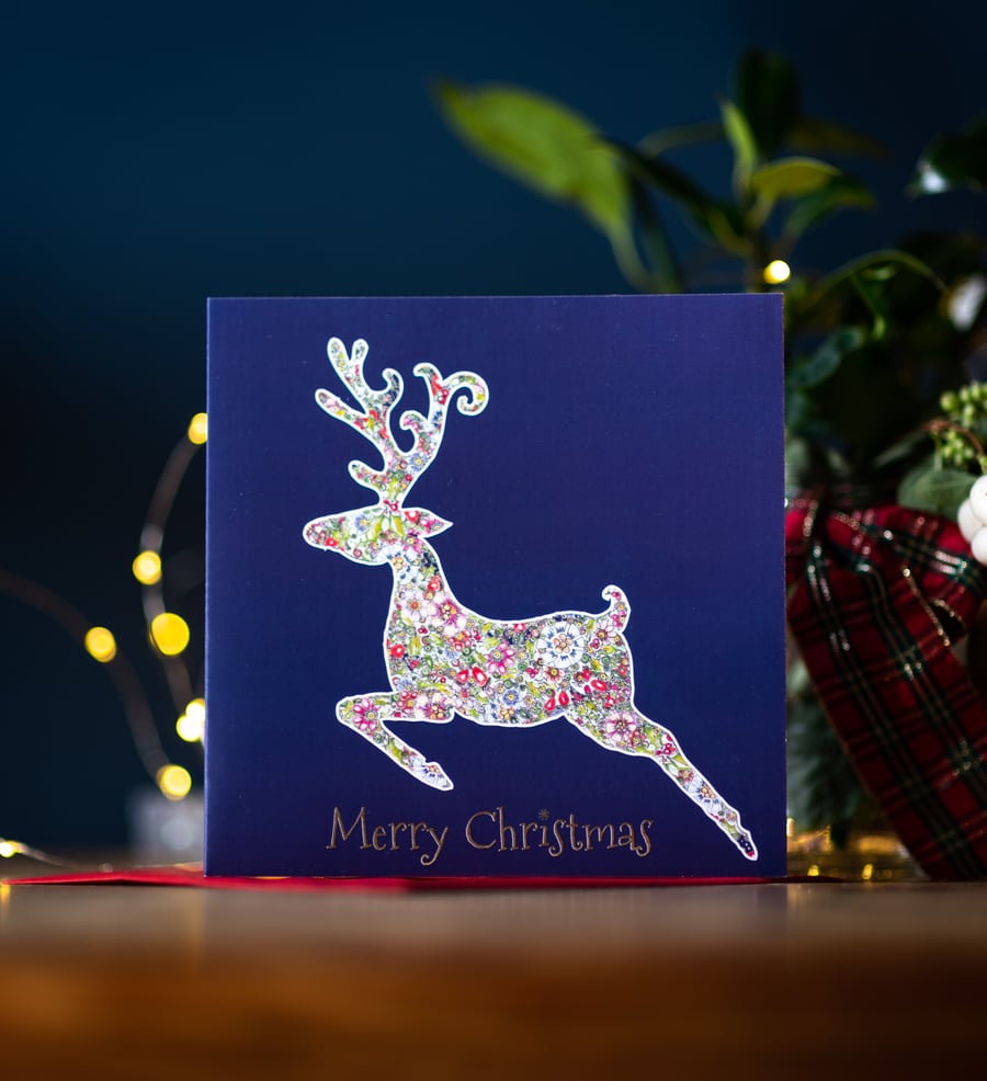 Christmas Leaping Stag single greeting card