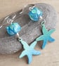 Enamel starfish earrings, Green and Blue, Ocean inspired jewellery - Image 8