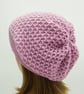 Handmade pale pink beret for women, knitted alpaca beanie hat - Image 5
