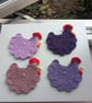 Crochet Chicken Coasters - All Purples