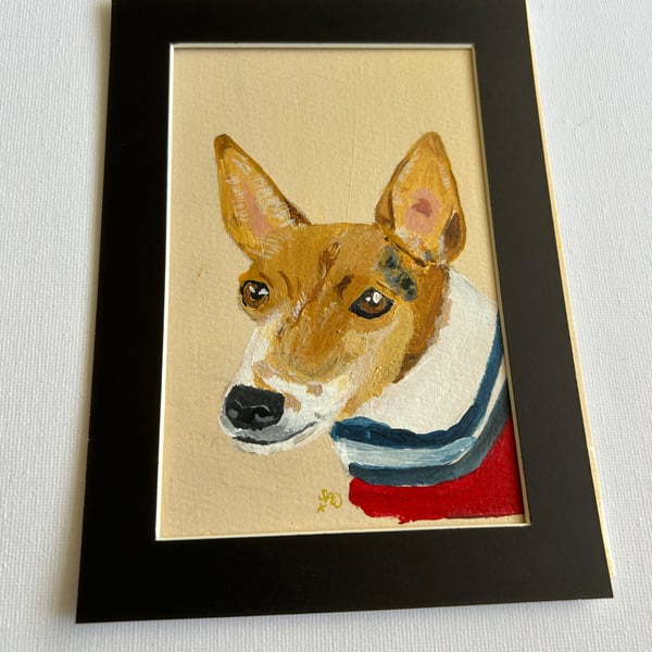 Original painting 5x7" in acrylics of a Jack Russell 