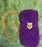 Mini Cross-Body Bag: Purple & Pink Weed with Gold Chain