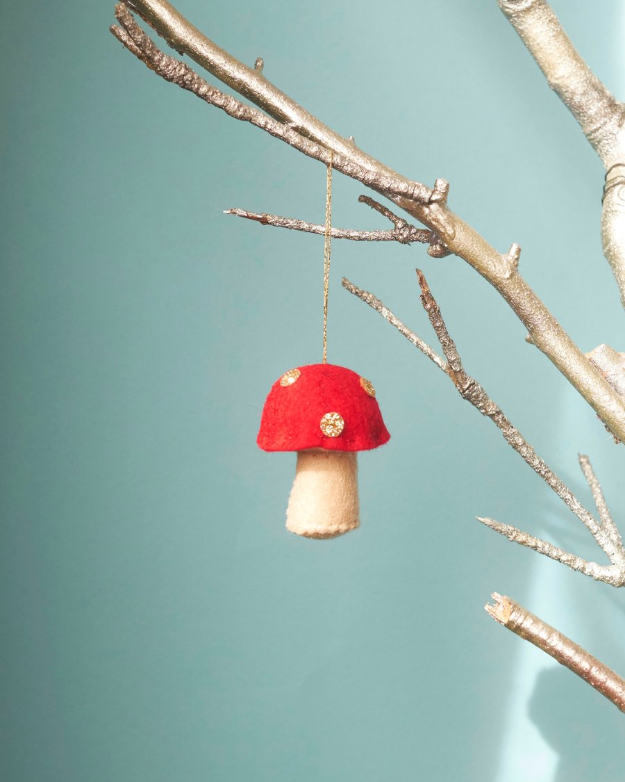 Red toadstool with glitter detail