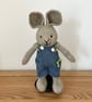 Hand knitted Rabbit in Dungarees