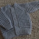 16" All Over Patterned Round Neck Baby Boys Cardigan