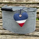 DENIM HEART DECORATION -  navy, white and red stripes