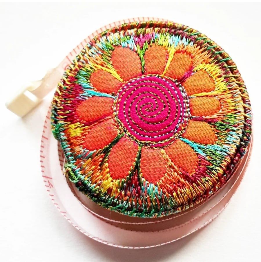 Tape Measure Retractable with Free Machine Embroidery   