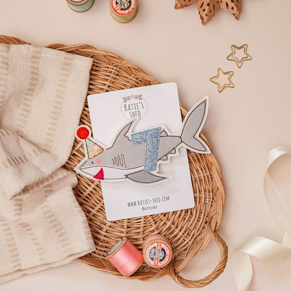 Shark Personalised Birthday Badge
