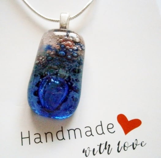 Hand crafted Fused glass Bubbly pendant