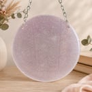 Summer Seconds. Pale Pink Glittery Resin Hanging Ornament. Simple But Elegant