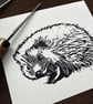 Hedgehog - Linocut Print - Image 4