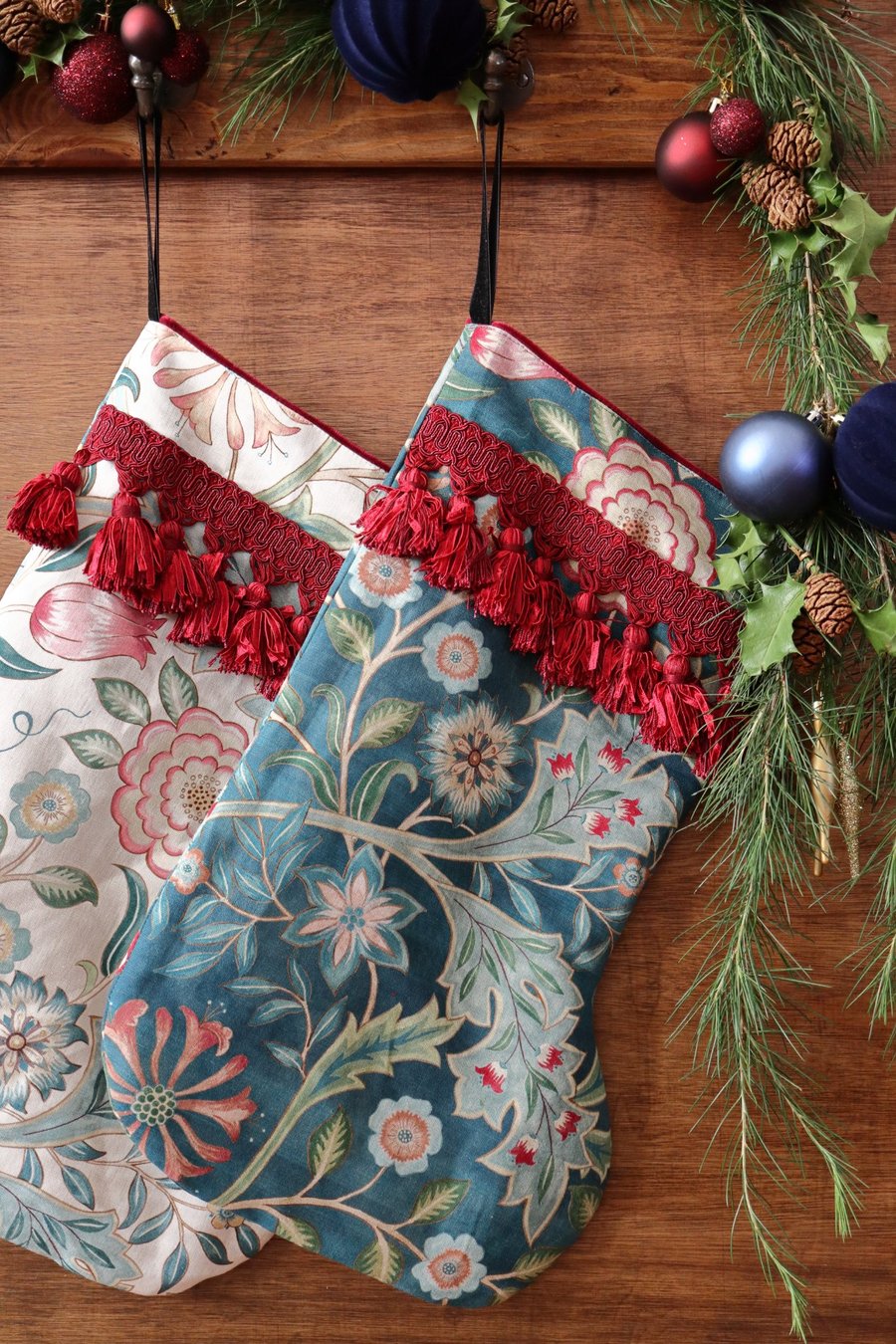 Image of William Morris Christmas Stocking Wilhelmina Teal