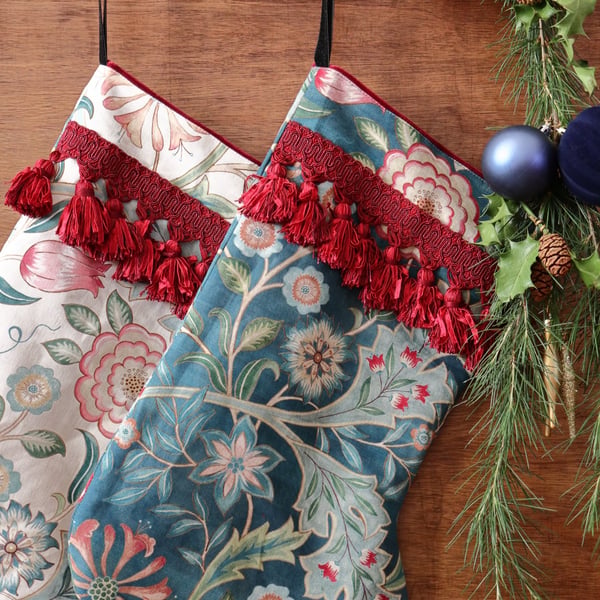 William Morris Christmas Stocking Wilhelmina Teal