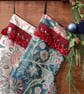 William Morris Christmas Stocking Wilhelmina Teal - Image 1