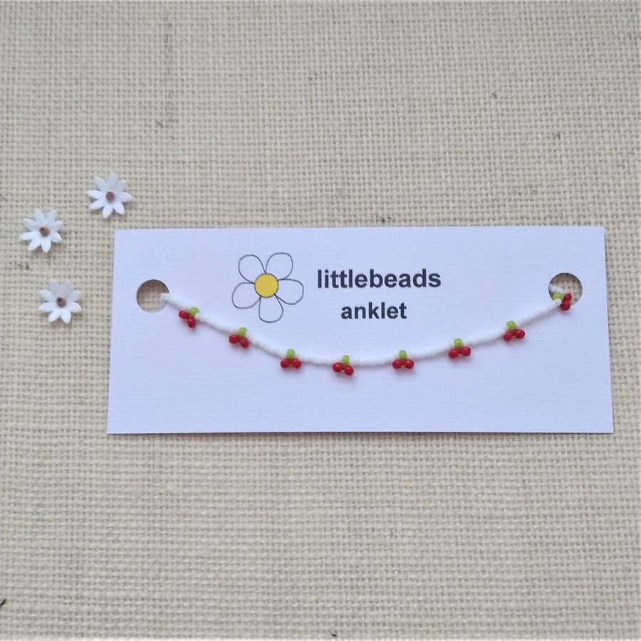 Cherry Beaded Anklet