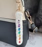 Hand Crochet Chakra Fidget Bag Charm, Beaded Sensory Aid, Anxiety Relief, White - Image 1