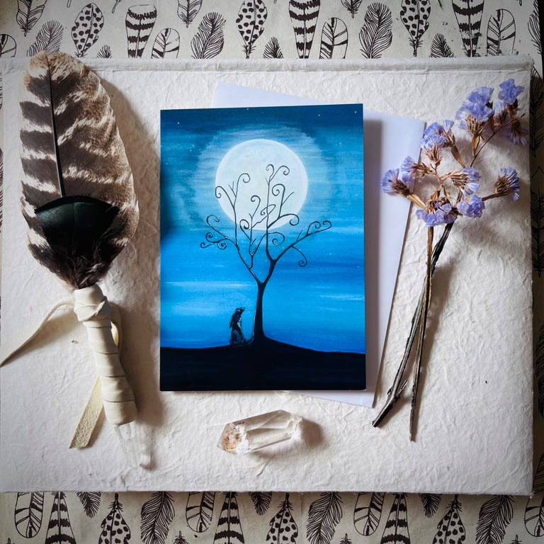 Hare Moon Greetings Card (Pagan,Wiccan,Moon,Hare)