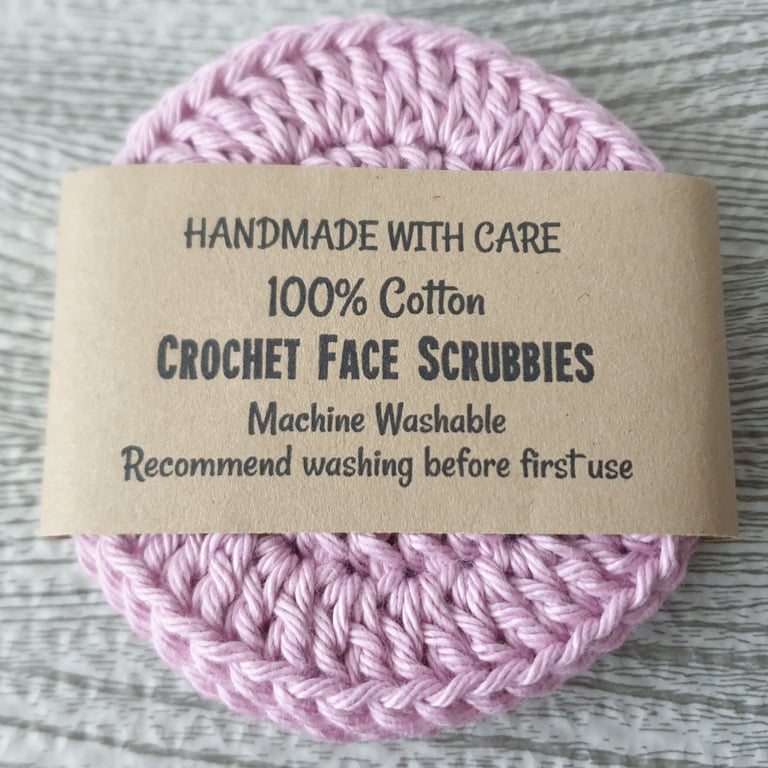 Pink 100% Cotton Crocheted Face Scrubbies – Pack of 3 Reusable Makeup Pads