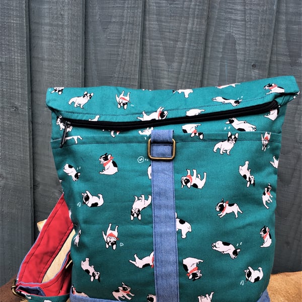 French bulldog roll top rucksack  UK delivery free