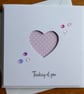 Thinking of You Card - Pink and White Polka Dot Heart Aperture