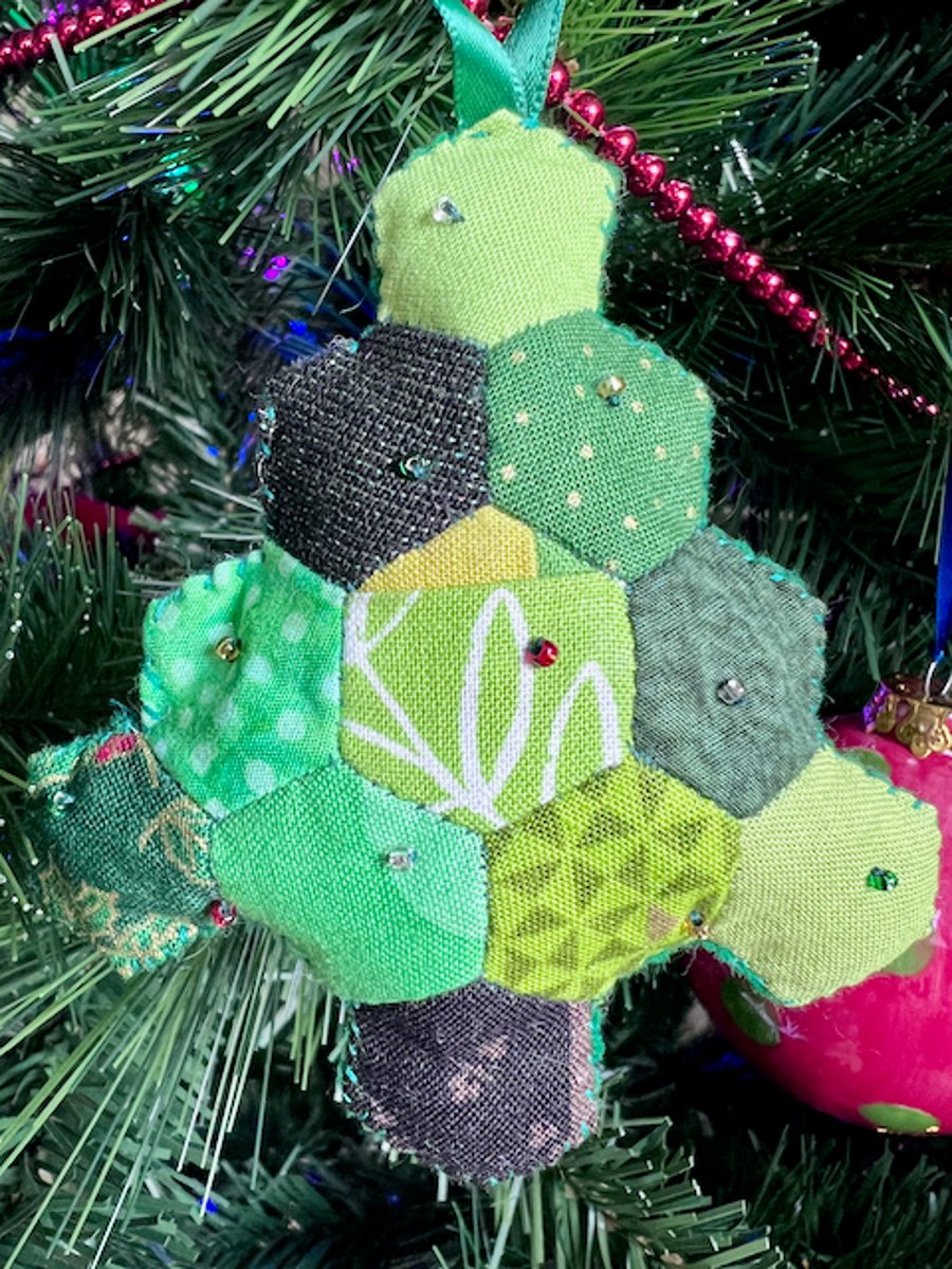 Christmas Tree Ornament Hand sewn Patchwork Folksy