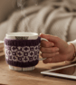 Purple Sheep mug hug , fair isle knitted cosy - Image 1