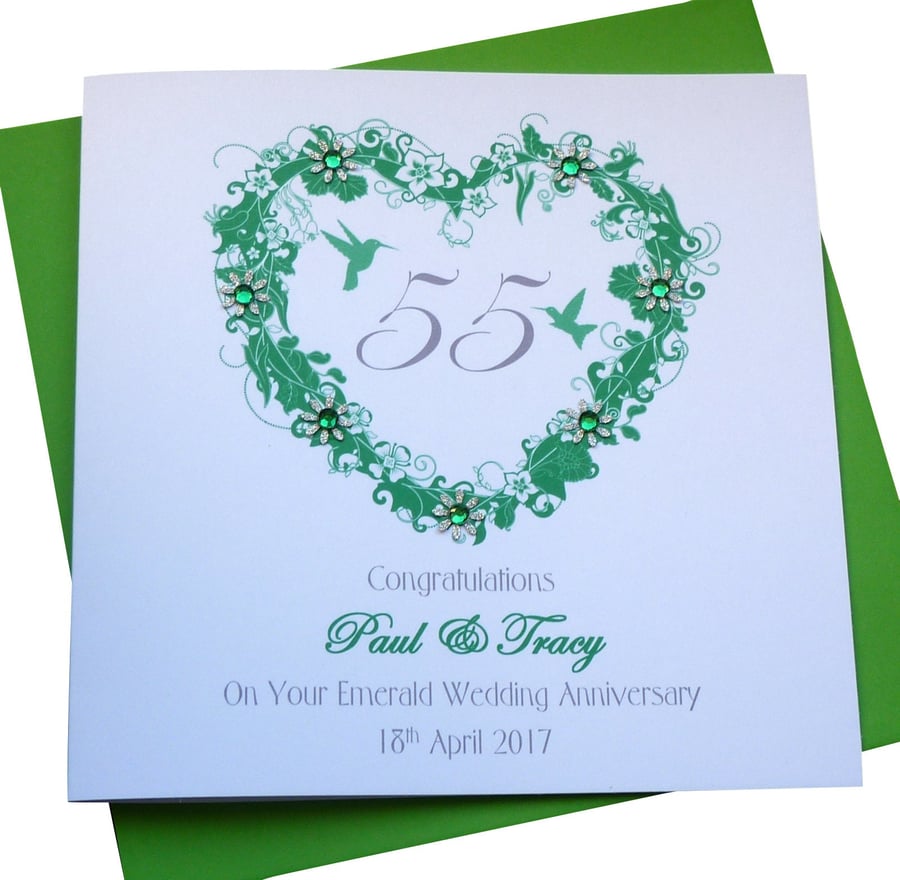 Emerald 55th Wedding Anniversary personalised card