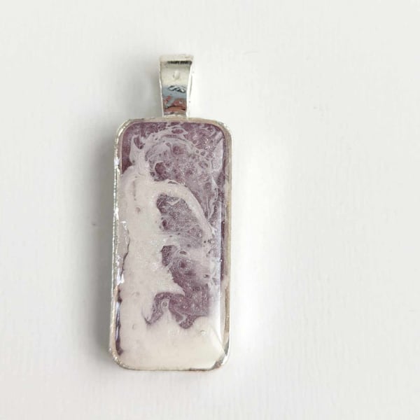 Small Rectangular Pendant With Lilac & White Resin