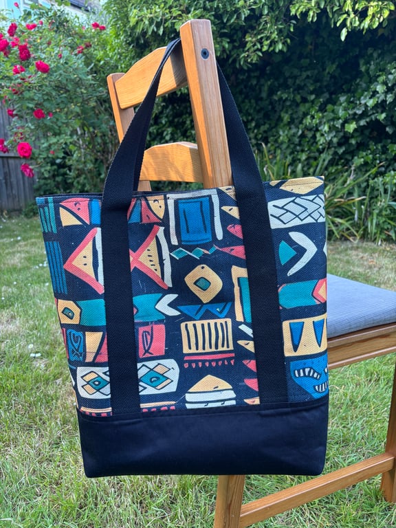 Linen fabric Tote bag in black