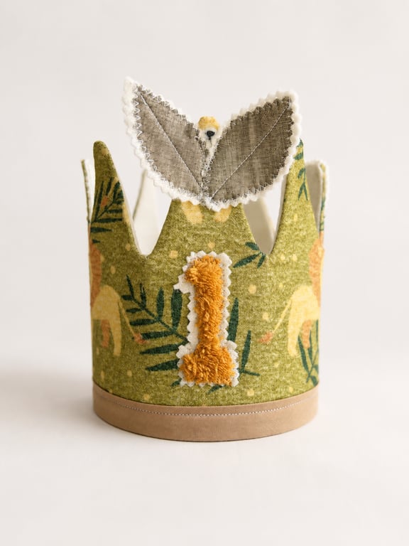 Handmade Safari Birthday Crown – Personalised Age Crown for Children