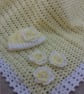 New born baby girl crochet blanket and hat with flowers and pearls - Image 7