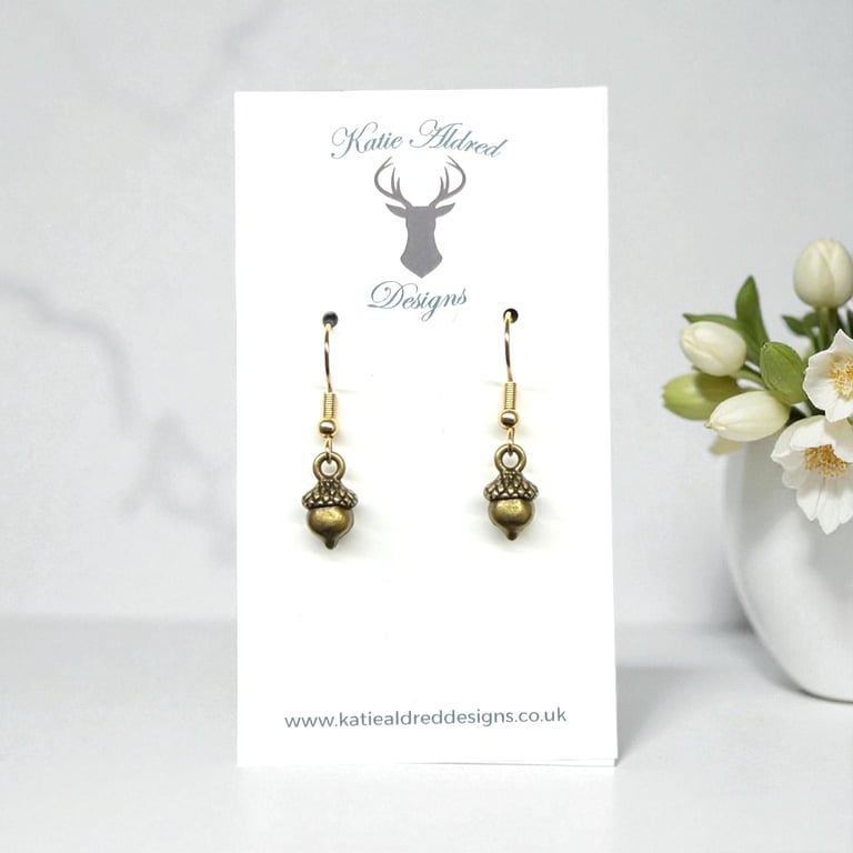Charm Earrings - Bronze Acorn Medium