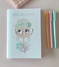 Handmade A5 Sewn Notebook-Pink Glasses Lady-3D Cover