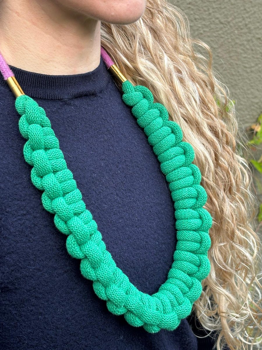 Sustainable cotton statement necklace, knot necklace 