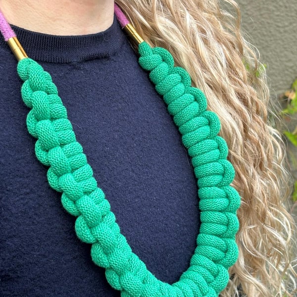 Sustainable cotton statement necklace, knot necklace 