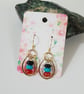Boho Textured Brass Drop Earrings With Gemstone Dangle Gold Coloured Earrings - Image 3
